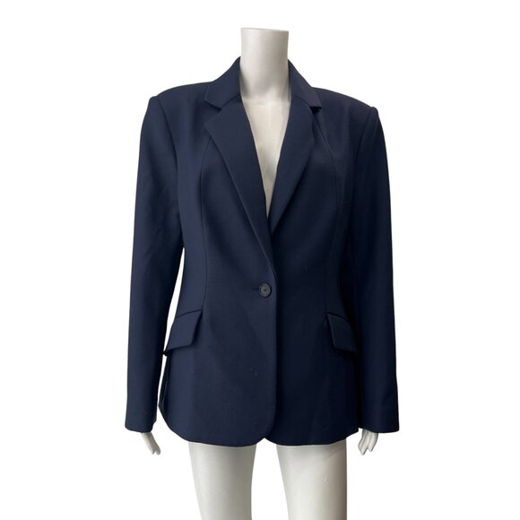 $2495 NWT Brandon Maxwell Navy Blue Larsa Stretch Wool Blazer Jacket size 14 - Picture 4 of 9